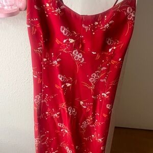Floral Red Dress